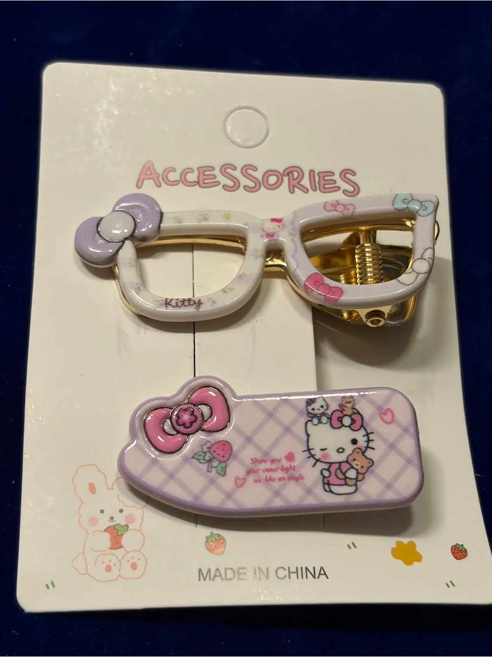 Hello Kitty Pastel Lavender Purple Glasses and Bow Hair Clips - Kids Accessories